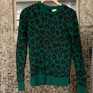 Green leopard sweater